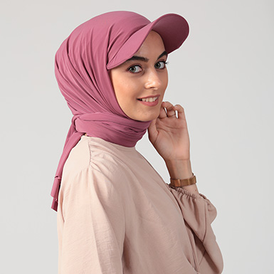 ipekistanbul - Şapkalı Tesettür Şal - Koyu Pembe