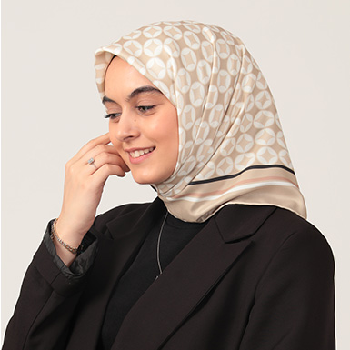 ipekistanbul - Twill Eşarp - Madalyon Desen - Bej