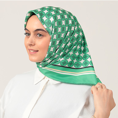 ipekistanbul - Twill Eşarp - Madalyon Desen - Benetton Yeşili