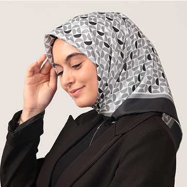 ipekistanbul - Twill Eşarp - Puzzle Desen - Siyah